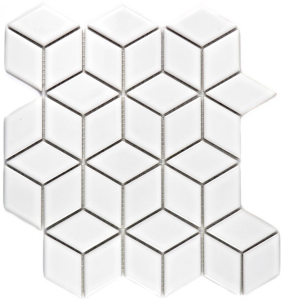 Mosaico a cubo in ceramica 3D bianco lucido piastrella da parete piastrella da bagno piastrella da cucina - MOS13OV-0101