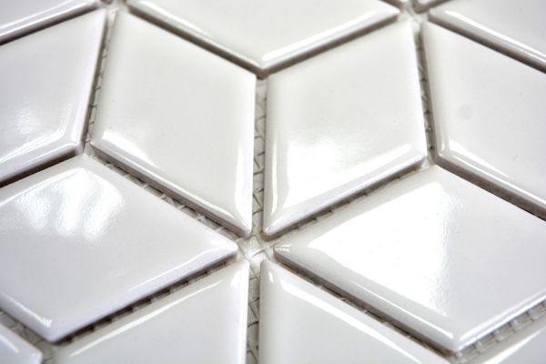 Mosaico a cubo in ceramica 3D bianco lucido piastrella da parete piastrella da bagno piastrella da cucina - MOS13OV-0101