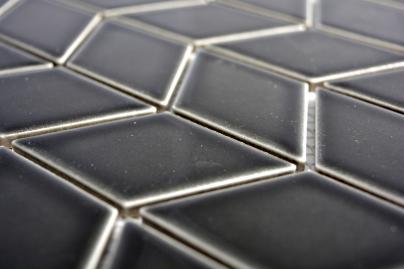 Piastrella a mosaico decorata a mano in ceramica bianca diamantata nera lucida a onda per cucina MOS13DS-0302_m