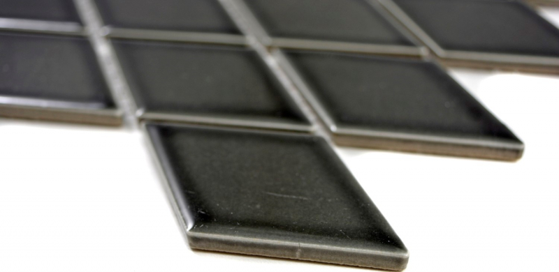 Mosaico dipinto a mano in ceramica diamante nero lucido doccia splashback piastrelle backsplash cucina MOS13-DS0301_m