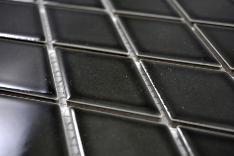 Mosaico dipinto a mano in ceramica diamante nero lucido doccia splashback piastrelle backsplash cucina MOS13-DS0301_m