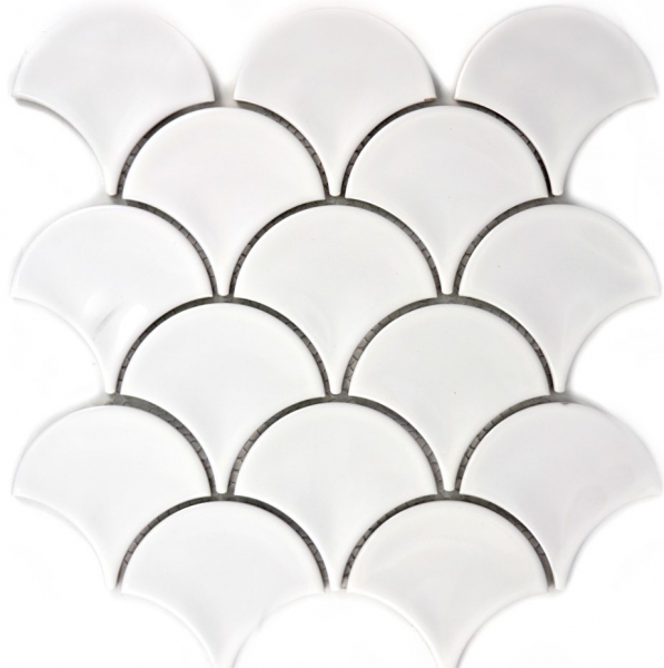 Ventaglio mosaico piastrella ceramica scala di pesce goccia bianca piastrella WC bagno piastrella parete - MOS13-FS01