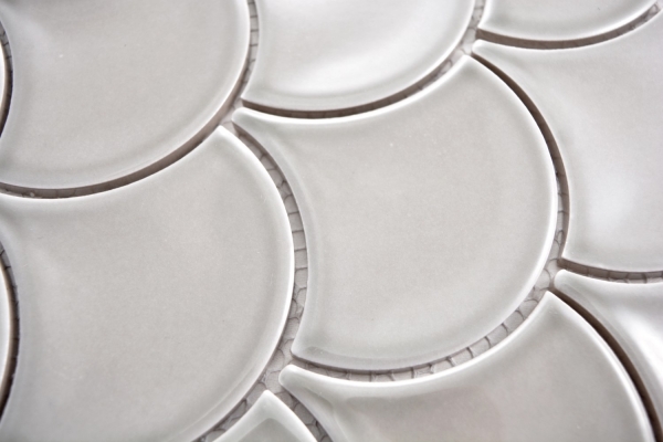 Piastrella di mosaico dipinta a mano in ceramica grigio ventaglio pietra grigio lucido MOS13-FS02_m
