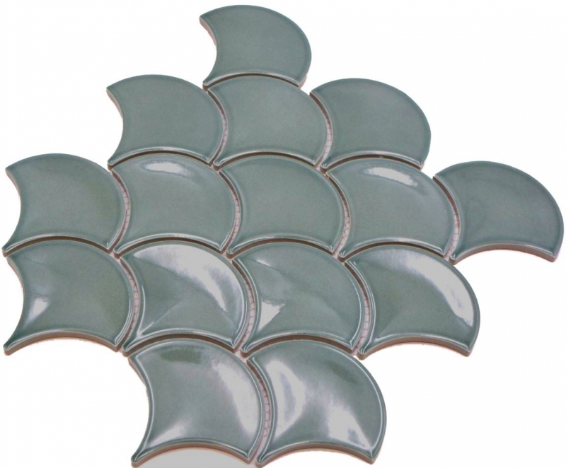 Piastrella di mosaico a ventaglio in ceramica a squame di pesce goccia di petrolio pastello piastrella WC piastrella bagno parete cucina - MOS13-FS18