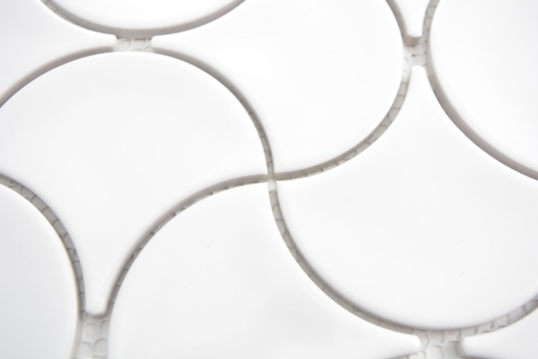Mano modello mosaico piastrelle ceramica ventaglio bianco lucido onda parete piastrella bagno MOS13-FSW01_m