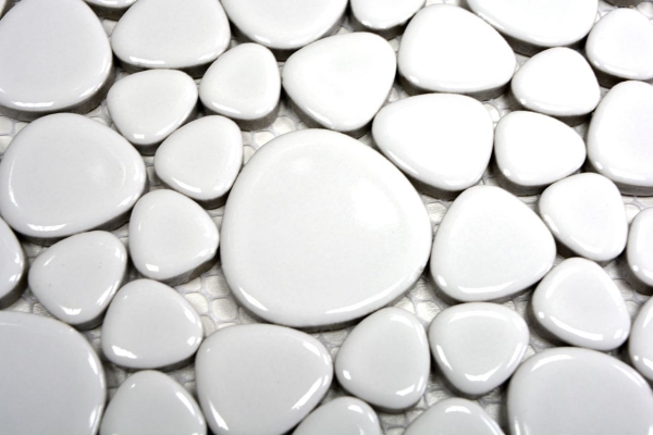 Mosaico di ciottoli dipinto a mano Ciottoli in ceramica bianca lucida piatto doccia backsplash MOS12-0102_m