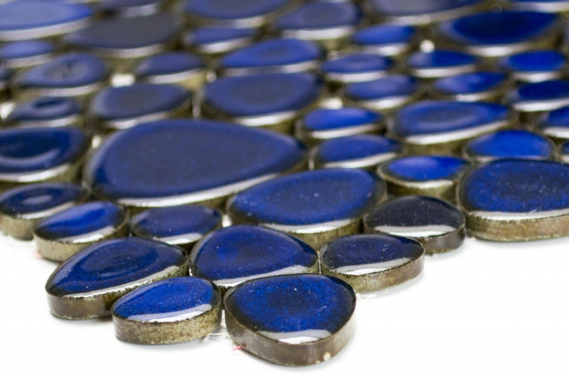 Mosaico di ciottoli Ciottoli di ceramica blu lucido piatto doccia backsplash MOS12-0405_f | 10 tappetini a mosaico