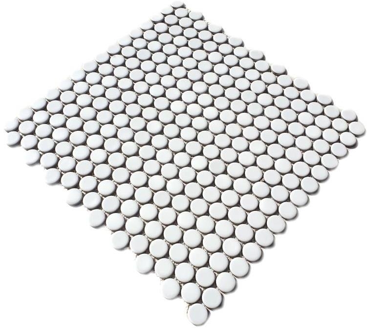 Pulsante mosaico LOOP rotondo bianco lucido parete cucina doccia BAGNO MOS10-0102