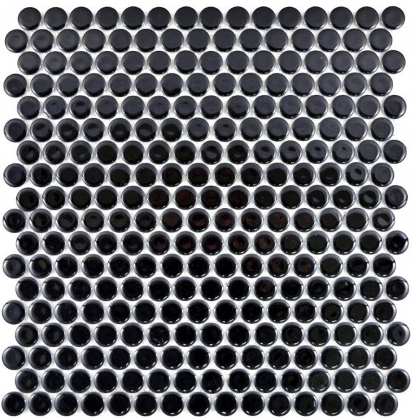 Mano modello pulsante mosaico LOOP rotondo mosaico nero lucido parete cucina doccia BAGNO MOS10-0300_m