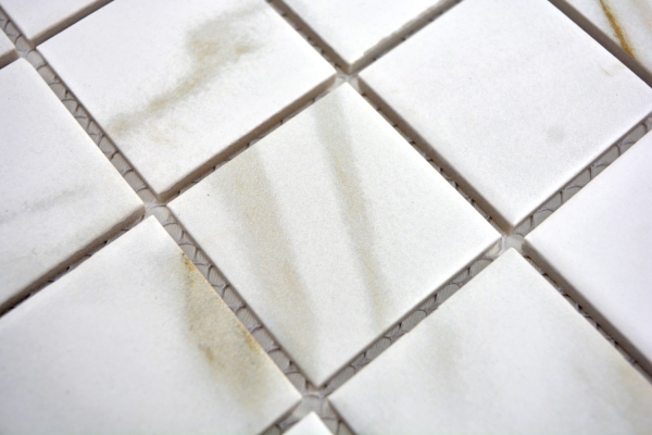 Piastrella di mosaico dipinta a mano Calacatta bianco beige in ceramica gres porcellanato Backsplash MOS14-0112_m