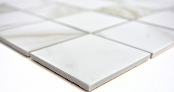 Piastrella di mosaico dipinta a mano Calacatta bianco beige ceramica bagno MOS16-0112_m