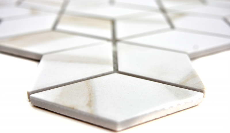 Mosaico decorato a mano in ceramica bianco diamante POV Calacatta piastrella da parete per bagno MOS13-0112_m
