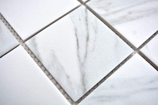 Mosaico Carrara look bianco grigio ceramica bagno piastrelle backsplash cucina MOS16-0102_f | 10 mosaico tappetini