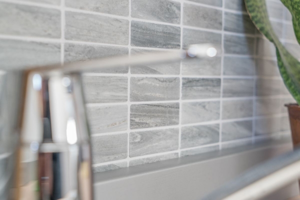 Piastrella a mosaico in ceramica tondini effetto pietra grigio piastrella da parete bagno MOS24-STSO23_f | 10 tappetini a mosaico