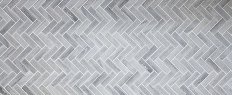 Mosaico in ceramica a spina di pesce effetto pietra grigio MOS24-SO32_f | 10 tappetini a mosaico