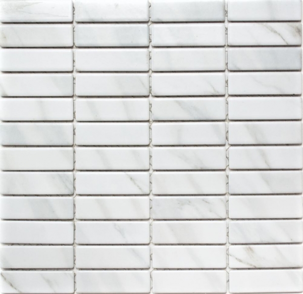 Piastrella a mosaico decorata a mano Rivestimento in ceramica effetto pietra bianca per cucina MOS24-STSO01_m