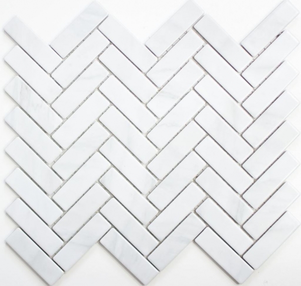 Mosaico dipinto a mano in ceramica effetto pietra a spina di pesce backsplash di piastrelle bianche cucina MOS24-SO10_m