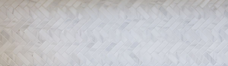 Mosaico dipinto a mano in ceramica effetto pietra a spina di pesce backsplash di piastrelle bianche cucina MOS24-SO10_m