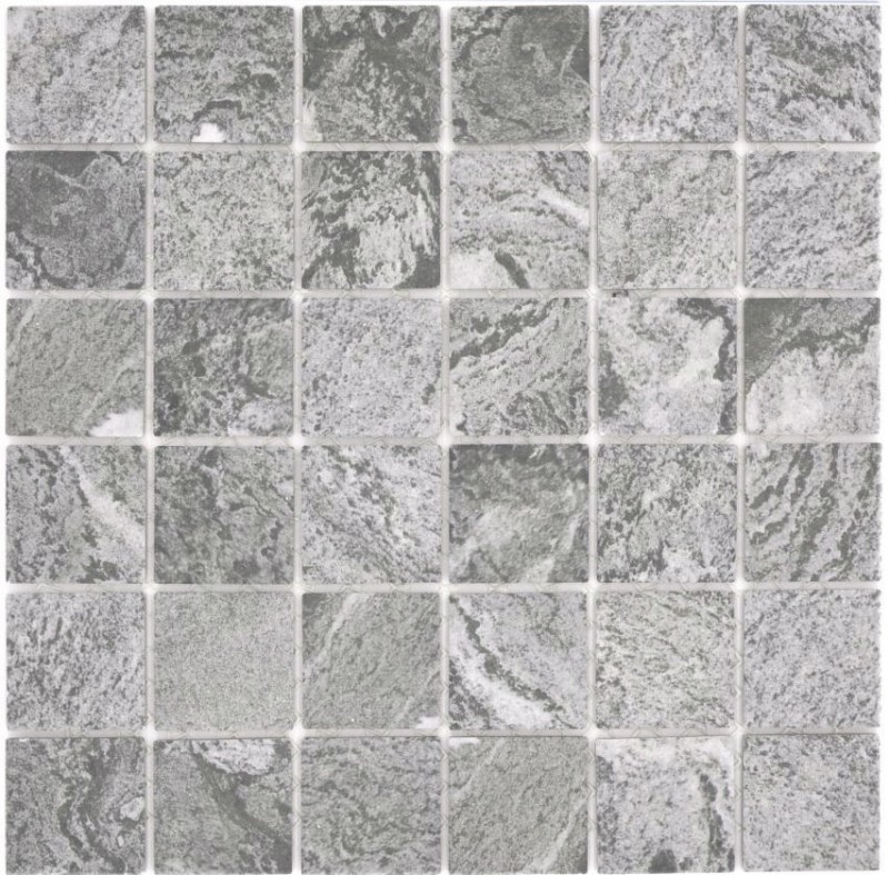 Piastrella di mosaico dipinta a mano, aspetto pietra naturale, struttura grigia, rivestimento del bagno MOS16-HWA4GY_m