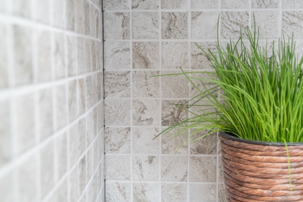 Piastrella di mosaico dipinta a mano effetto pietra naturale grigio beige texture backsplash MOS16-HWA4LG_m