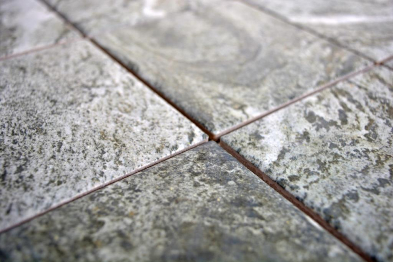 Piastrella di mosaico dipinta a mano in ceramica effetto pietra texture grigio backsplash cucina MOS22-HWA9GY_m