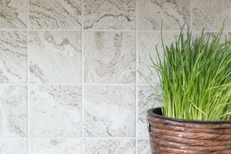 Mosaico di piastrelle in ceramica effetto pietra muro texture grigio chiaro backsplash piastrelle cucina bagno - MOS22-HWA9LG