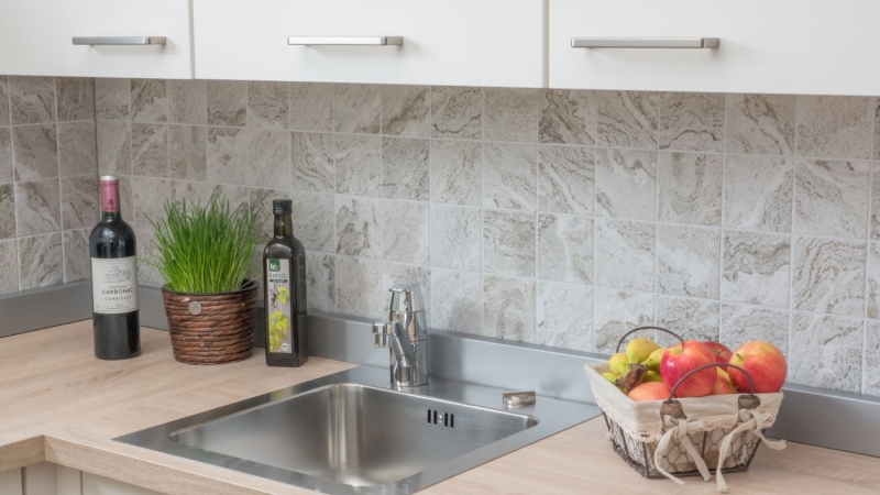 Mosaico di piastrelle in ceramica effetto pietra muro texture grigio chiaro backsplash piastrelle cucina bagno - MOS22-HWA9LG