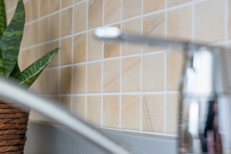 Piastrella di ceramica a mosaico aspetto pietra naturale beige struttura bagno piastrelle backsplash MOS16-AISO98