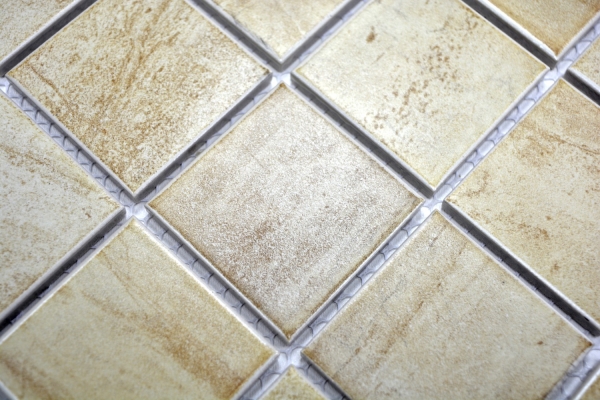 Piastrella a mosaico aspetto pietra naturale texture travertino beige giallo piastrella da parete MOS16-1202_f | 10 tappetini a mosaico