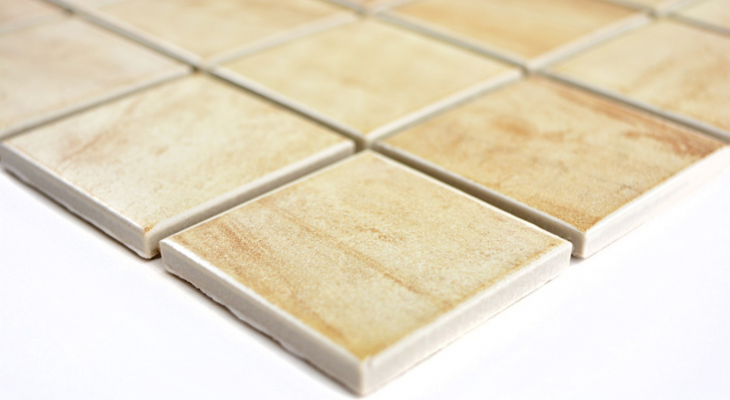 Piastrella a mosaico aspetto pietra naturale texture travertino beige giallo piastrella da parete MOS16-1202_f | 10 tappetini a mosaico