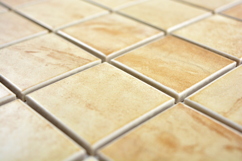 Piastrella a mosaico aspetto pietra naturale texture travertino beige giallo piastrella da parete MOS16-1202_f | 10 tappetini a mosaico