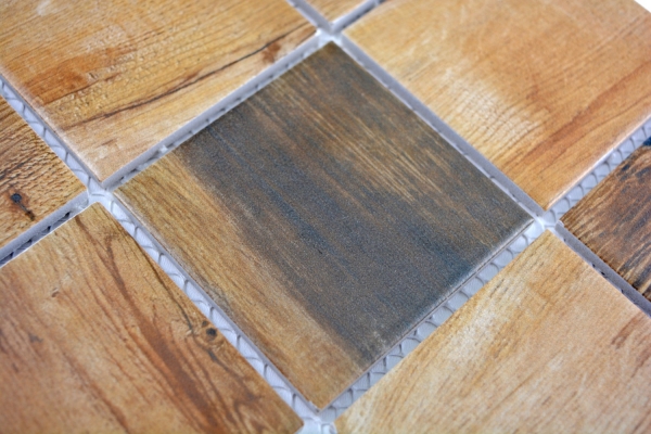Mosaico ceramico effetto legno Vintage Wood mosaic tile brown backsplash MOS16-2004