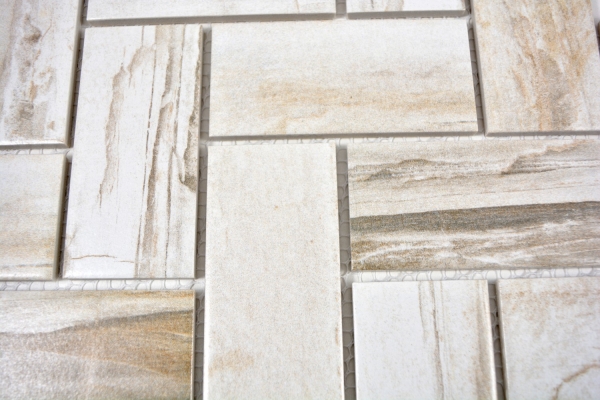 Piastrella a mosaico in ceramica beige a spina di pesce legno chiaro backsplash cucina MOS24-2002_f