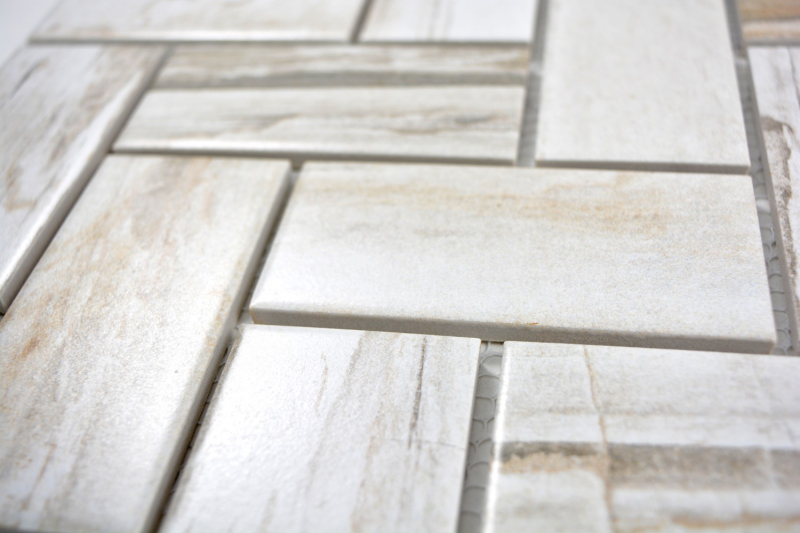 Piastrella a mosaico in ceramica beige a spina di pesce legno chiaro backsplash cucina MOS24-2002_f