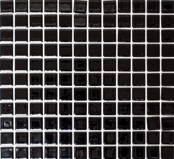 Piastrella di mosaico dipinta a mano in ceramica NERO LUCIDO parete backsplash cucina MOS18-0302_m