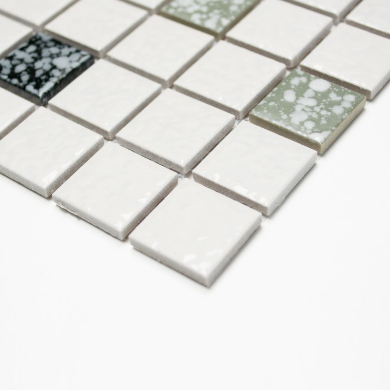 Mosaico ceramico bianco nero grigio strutturato piastrelle di mosaico bagno MOS18-0307