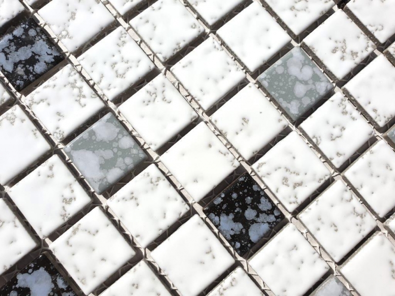 Mosaico ceramico bianco nero grigio strutturato piastrelle di mosaico bagno MOS18-0307