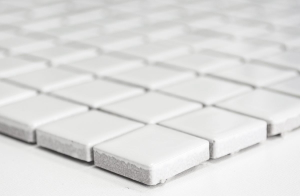 Mosaico ceramico per doccia BIANCO LUCIDO Piastrella per bagno Rivestimento per cucina MOS18D-0101_f