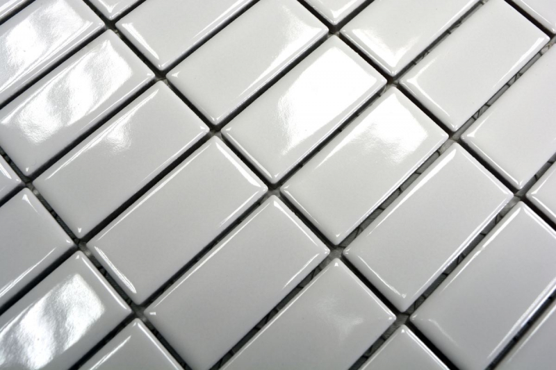 Piastrella a mosaico in ceramica aste bianche lucide backsplash cucina MOS24B-0101_f