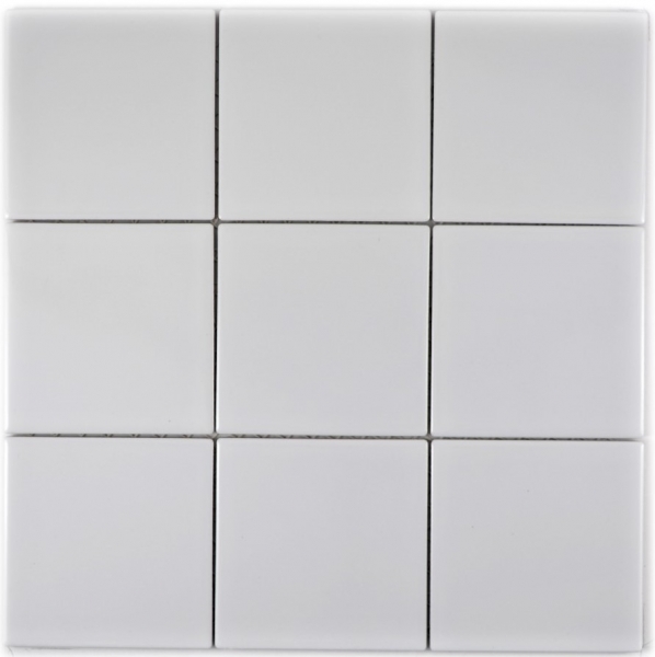Piastrella di mosaico dipinta a mano in ceramica bianca lucida backsplash cucina MOS23-0101_m