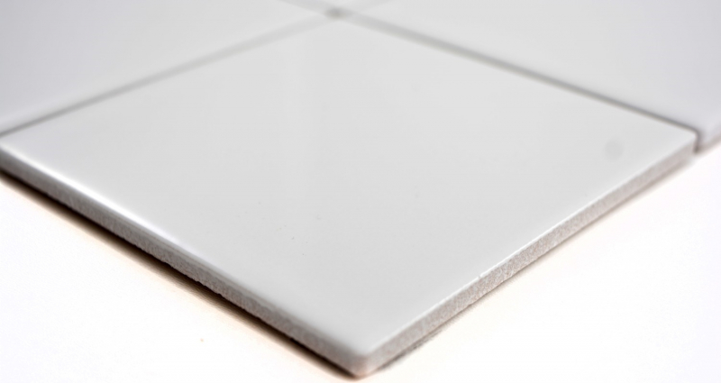 Piastrella di mosaico dipinta a mano in ceramica bianca lucida backsplash cucina MOS23-0101_m