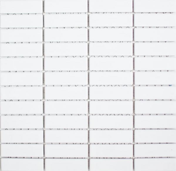 Rivestimento per vasca in mosaico dipinto a mano con aste in ceramica bianco opaco MOS24-0111_m