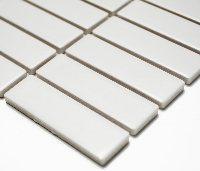 Rivestimento per vasca in mosaico dipinto a mano con aste in ceramica bianco opaco MOS24-0111_m