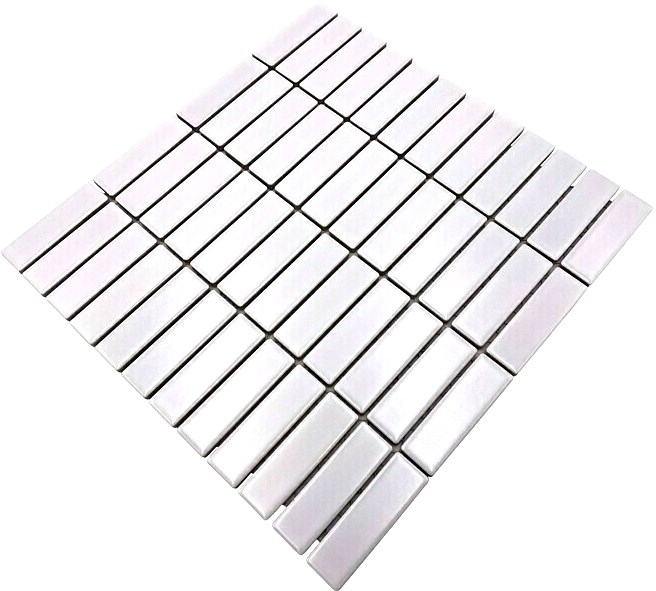 Piastrella a mosaico Rod in ceramica bianca opaca per vasca da bagno MOS24-0111