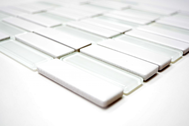 Rivestimento per vasca in ceramica a mosaico con aste in vetro bianco opaco MOS24-ST325_f