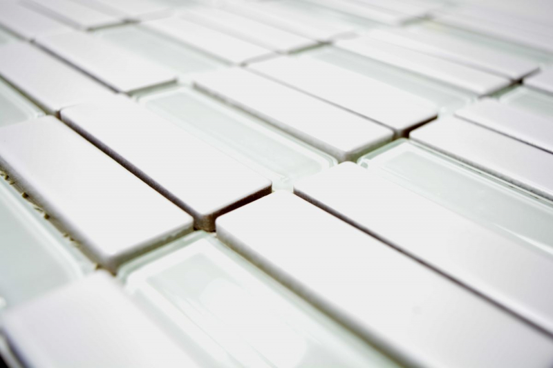 Rivestimento per vasca in ceramica a mosaico con aste in vetro bianco opaco MOS24-ST325_f