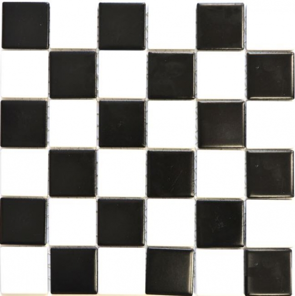Piastrella di ceramica a mosaico bianco nero opaco backsplash a scacchiera MOS16-CD202