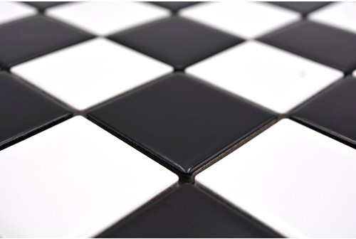 Piastrella di ceramica a mosaico bianco nero opaco backsplash a scacchiera MOS16-CD202
