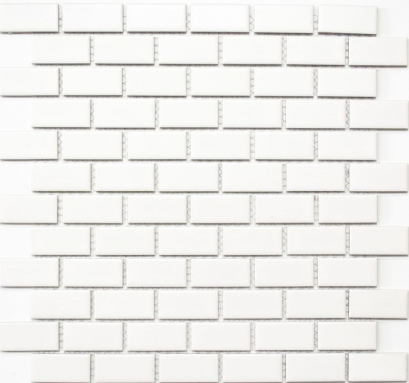 Rivestimento per bagno in mosaico composito in ceramica mattone bianco opaco MOS24-03WM