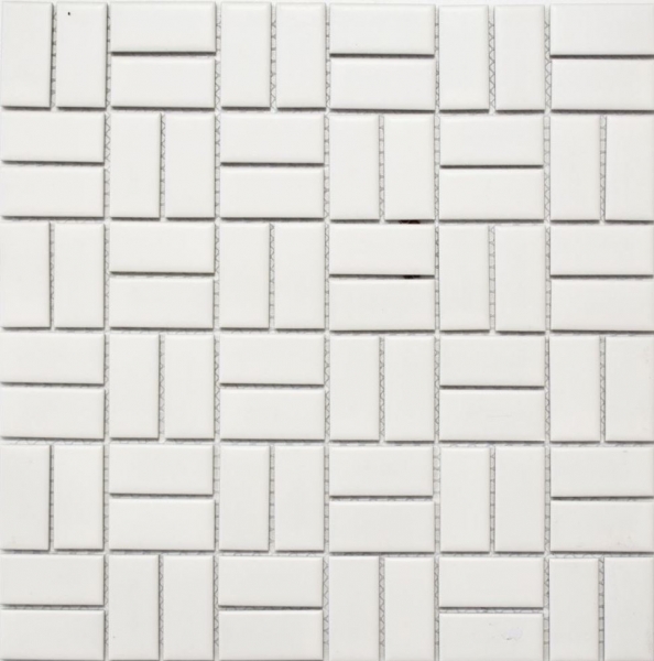 Rivestimento del bagno in ceramica a mosaico decorato a mano con mulino a vento bianco opaco MOS24-CWM07WM_m